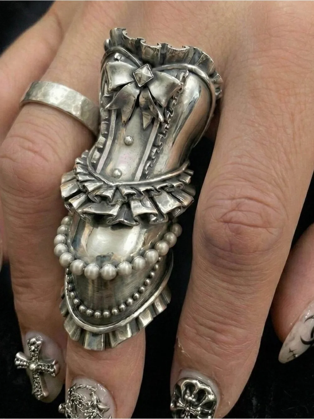 Silver Corset Statement Ring - Silver